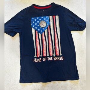 Patriotic Navy Kids T-Shirt with Baseball Design